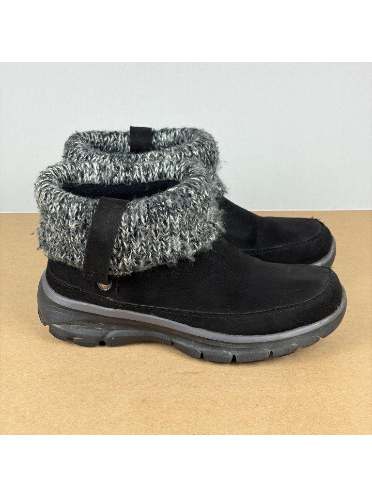 Skechers Easy Going Heighten Ankle Boots Womens 7 Black Pull On Faux Suede — image 3 of 8